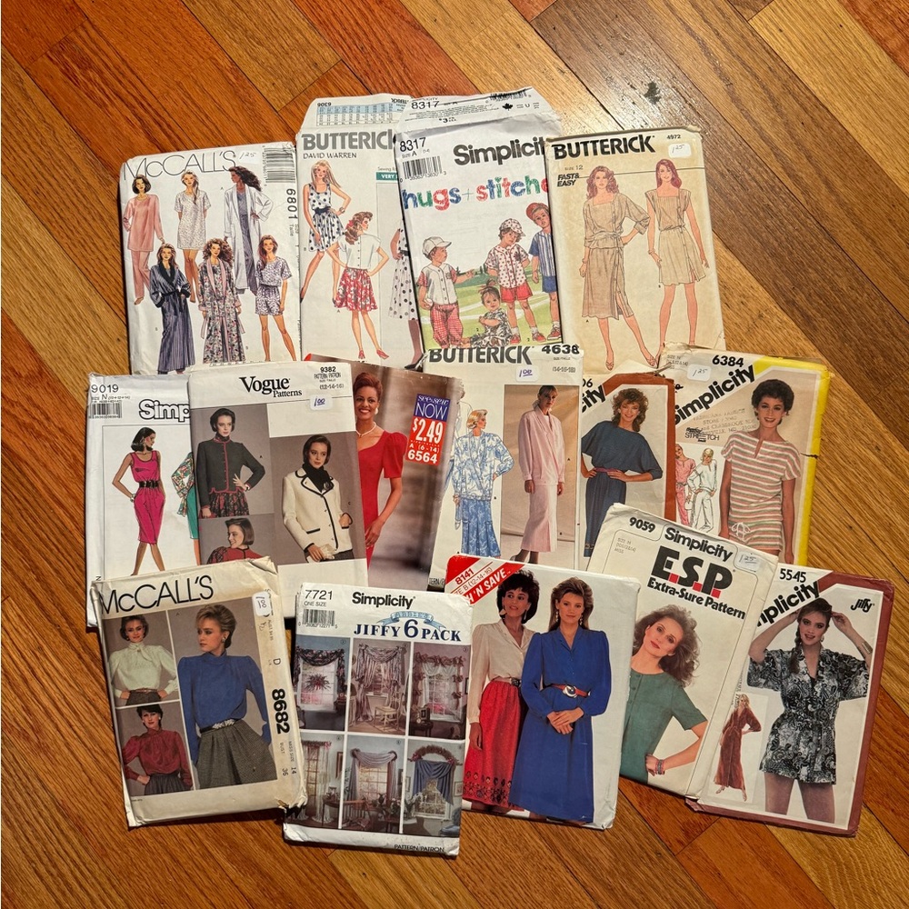 1970s and 80s vintage sewing pattern bundle: